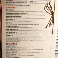 Green leaf marks vegan options by request in the main menu   at Zabb Thai Cuisine Newport Beach in Newport Beach