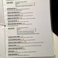 Vegan menu  at Zabb Thai Cuisine Newport Beach in Newport Beach