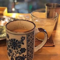 Hot amazake and peach wine  at Meu Nota in Tokyo
