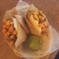 arepas with tofu filling and guacamole at Mestiza Latino Casual Food in Konstanz