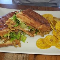 Cuban sandwich made with Oyster mushrooms. My husband loved it. at La Chia Vegana  in Lake Worth