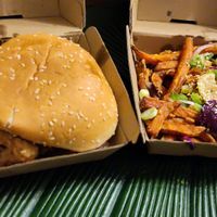 Original Hustler, and loaded sweet potato fries. at Seitan Hustle in Fleetwood