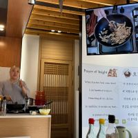 Instructor at front  at Korean Temple Food 한국사찰음식 in Seoul