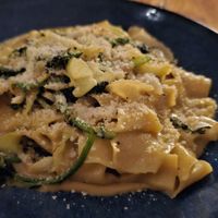 Pappardelle with bechamel, cabbage,  broccoli at BAIA in San Francisco