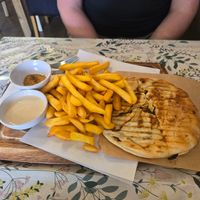 Vegan Hawashy meal at Time Out Cafe in Glasgow