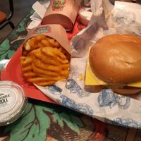 Vegan love (Burger), baked waffles and dip at LEON - Millenium Walkway in Dublin