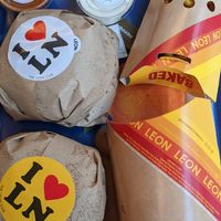 2 burgers,  fries, mac and cheese balls at LEON - Millenium Walkway in Dublin