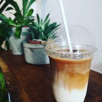 Iced coffee with Oat Milk at The GreenHouse in Looe