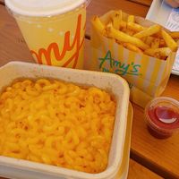 vegan mac and cheese, vegan orange milkshake, & fries at Amy's Drive Thru  in Corte Madera