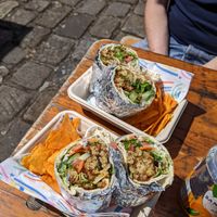 Falafel wraps with tortilla chips & homemade hummus at Icarus and Apollo in Sheffield