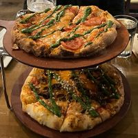 Margarita & The Wheeler Hut (both with vegan cheese).  at The Bear Street Tavern in Banff