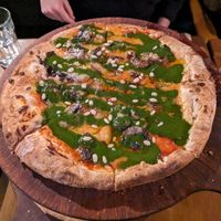 Mushroom and pesto vegan pizza at The Bear Street Tavern in Banff