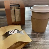 Vegan falafel wrap, almond & dades protein bar and tea  at DOH - Evergreen Organics in Doha