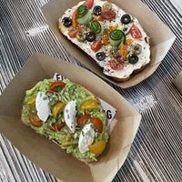 Vegan labaneh toast and avocado toast   at DOH - Evergreen Organics in Doha