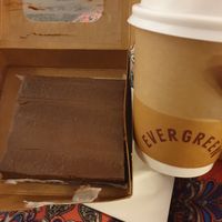 Hazelnut brownie and hot cacao at DOH - Evergreen Organics in Doha