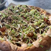 Cheeseburger pizzaa  at Down 2 Earth Plant Based Cuisine in Las Vegas