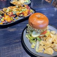 Nachos & Falafel Burger at Col's Kitchen in Concord