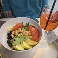 Gorgeous and tasty salad and an aperol spritz at Vecchio Mercato in Florence