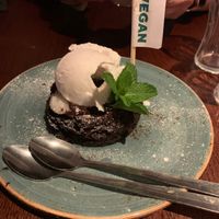 Pudding! Coconut and chocolate cake with vegan ice cream  at Chiquito in Patchway