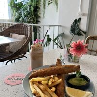 Fish and chips   at Nature's Charm in Bangkok