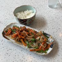 Bulgogi with Steamed Rice at Nature's Charm in Bangkok