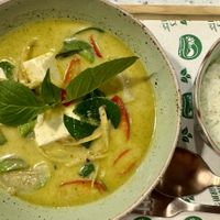 Green curry  at Nature's Charm in Bangkok