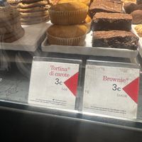 there cake is labeled as plant based  at Caffé La Feltrinelli in Florence