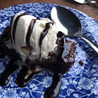 Vegan brownie and ice cream at The Radcliffe Arms in Hitchin