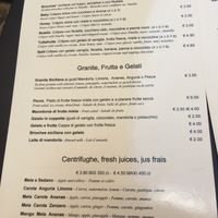 Menu at Picnic in Noto