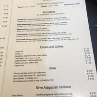 Menu at Picnic in Noto