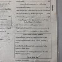 Speisekarte Abend / menu for the evening  at Villa Kalka in Cologne