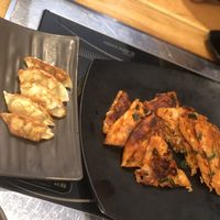 Kimchi pancakes and Vegetable Dumplings  at Lime Orange in South West London