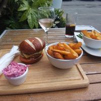 Vegan burger at The Boathouse in Red Wharf Bay