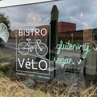 Their logo, vegan & gluten-free  at  Bistro VéLO in Antwerpen