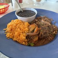 Brisket with beans and rice, mmmmm amazing, all of it   at Belenty's Love in Fort Worth