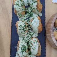 Battered mushrooms with a delicious tangy sauce at Kambo Vegan Sushi in Santiago