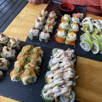 Combi Gourmet and Combi Maestra plus Special Seitan.  at Kambo Vegan Sushi in Santiago