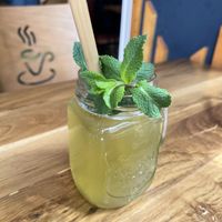 Selfmade unsweetened (!) greentea icetea  at Com Chay in Mannheim