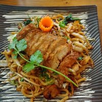 Udon noodles with vegan duck at Com Chay in Mannheim