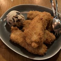 baked banana and ice cream (banana walnut)  at Com Chay in Mannheim