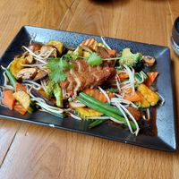 Vegetables and duck in brown sauce at Com Chay in Mannheim