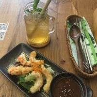 Vegan prawn starter with hoisin sauce at Com Chay in Mannheim