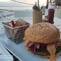 Lentilburger😋 at Lido Beach Club  in Playa Del Carmen