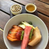 Fruit platter   at Lido Beach Club  in Playa Del Carmen
