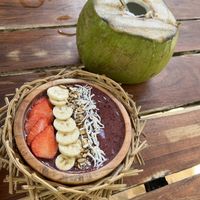 Açaí & fresh coconutt  at Lido Beach Club  in Playa Del Carmen