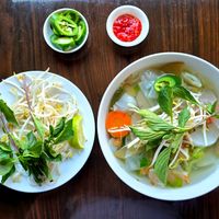 Vegan Pho (tofu) with extra homemade chili sauce. Vegan Broth. at Nguyen Pho & Grill in Kansas City
