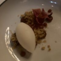 Crumble with sorbet  at Galvin La Chapelle in East London