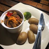 Vegetables in peanut sauce and baked potato (loved it!) at  Awatif Cafe in Perhentian Islands