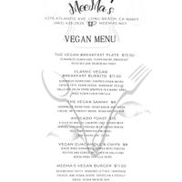 Vegan Brunch Menu at MeeMa's in Long Beach
