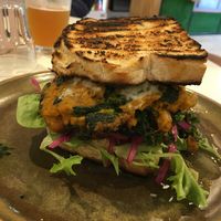 Vegan burger at Sunday Cantina in Raumati